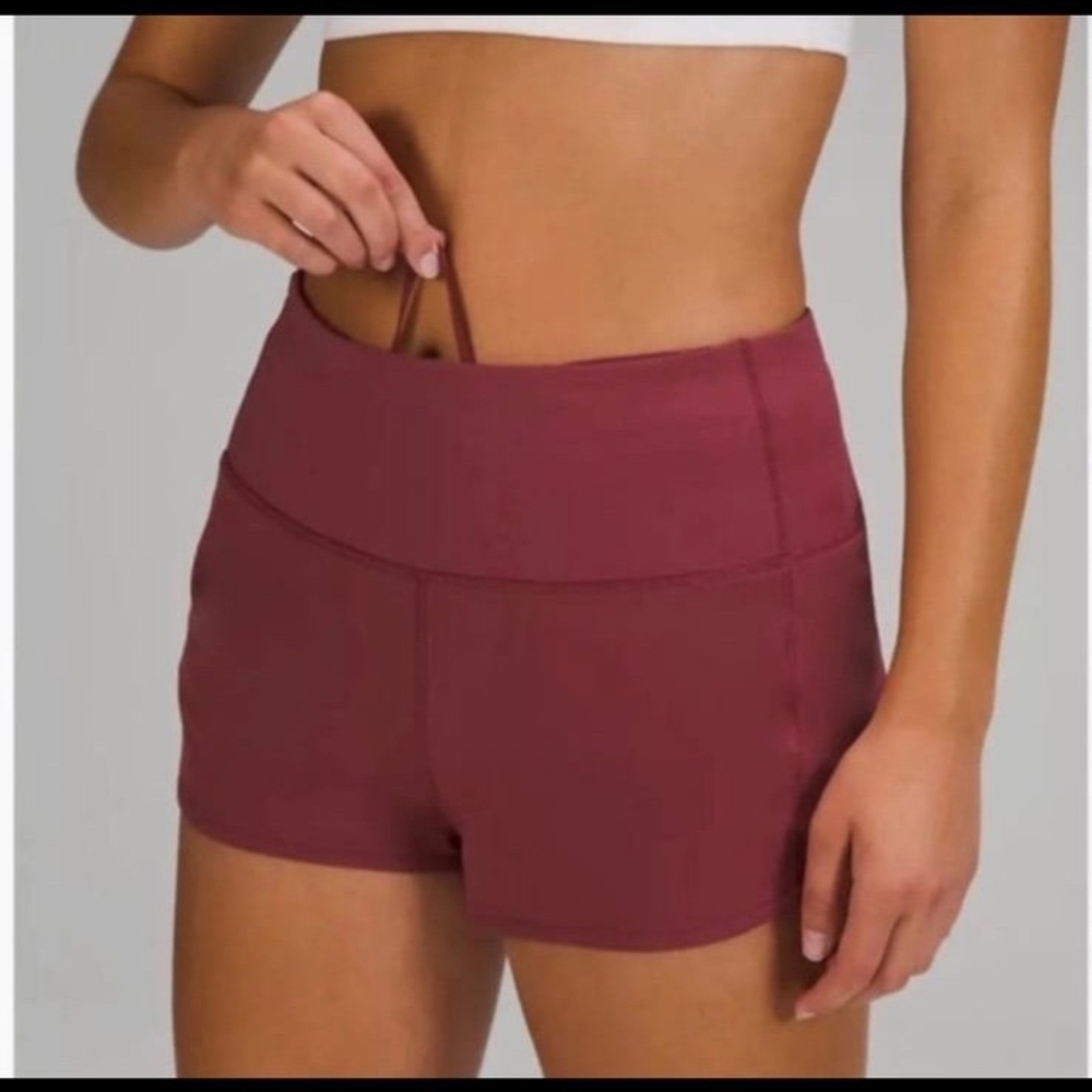 Lululemon Athletica Red Athletic Shorts High-Waisted Compression